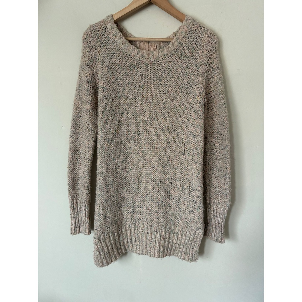 Kaisely Confetti Knit Sweater Dress Cream Multi Marl Back Zip Size M Wool Blend
